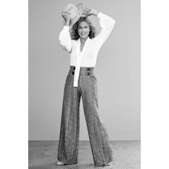 Anthropologie Eva Franco Wide Leg Pants Gray High-Rise Women's Small - Picture 4 of 10